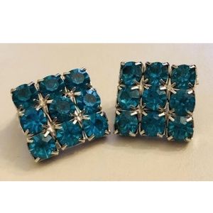 ✨FINAL PRICE✨Vtge BlueRhinestone Pushback Earrings